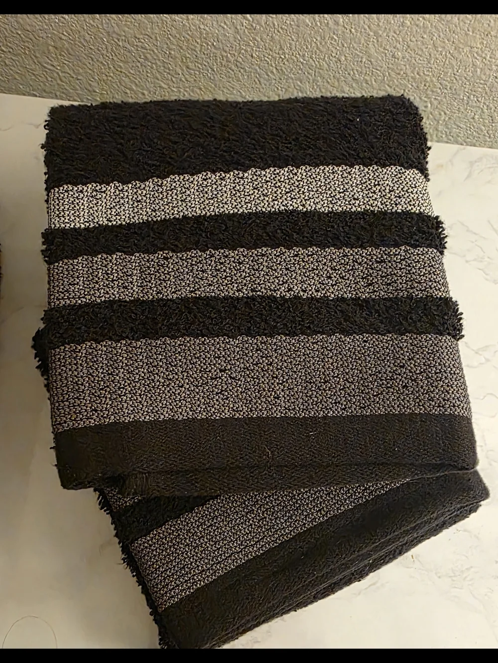 Expressions Black Bath Towel Set with Silver Stripe Accents